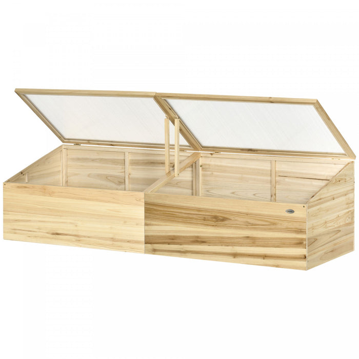 Outsunny Wooden Cold Frame With Openable Roof, Portable Mini Greenhouse For Indoor, Outdoor, Flowers, Vegetables, Plants, 66.9\"x19.7\"x17.7\" - Natural