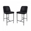 Loft Contemporary Vegan Leather Metal Counter Stool in Black - Set of 2