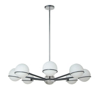 Dainolite Sofia 8 Light Chandelier Matte Black/Polished Chrome White Opal Glass Lamp