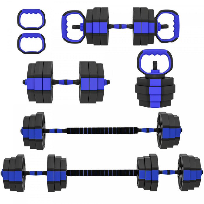 Soozier 6-in-1 Adjustable Dumbbell Set, 55lbs Free Weights Set, Blue