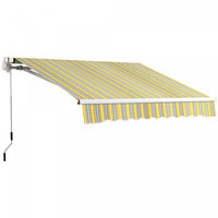 Outsunny 8' X 6.5' Retractable Awning With LED Lights, Uv40+, Yellow/grey