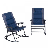 Outsunny 2pc Patio Foldable Rocking Chair Set, Navy Blue
