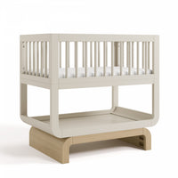 Storkcraft Santorini Deluxe 3-in-1 Convertible Bassinet - Frosted Oat/Driftwood Crib