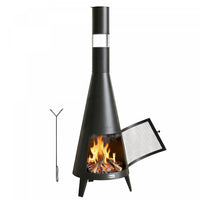 Outsunny with Chimney, Outdoor Fire Pit, Black