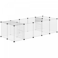 Pawhut 20 Panels Diy Pet Playpen, Small Animal Cage With Door, Top Cover, Indoor Yard Fence For Guinea Pig, Hedgehog, Bunny, 69