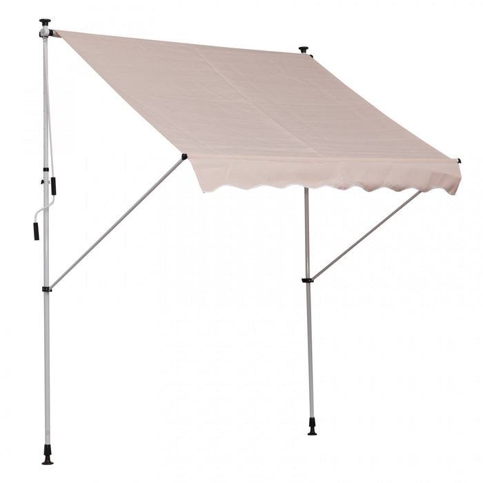 Outsunny 6.6'x5' Manual Retractable Patio Awning Window Door Sun Shade Deck Canopy Shelter Water Resistant Uv Protector Beige