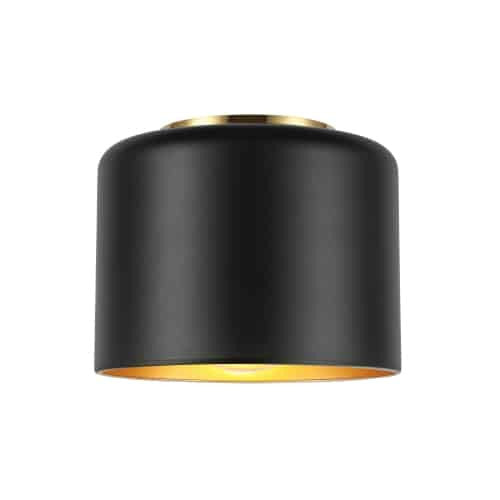 Dainolite Emilia 1 Light Flush Mount Aged Brass Matte Black/Gold Shade Lamp