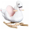 Qaba Soft Warm Kids Rocking Horse Child Plush Ride On Toy Swan Design Playtime With Lullaby Song, White