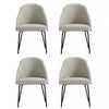 Gracie Modern Vegan Leather Metal Dining Chair in Stone Gray and Black - Set of 4