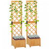 Outsunny Set Of 2 Raised Garden Bed With Trellis Board Flower Stand Lattice Panels For Plants, Flowers Or Vine Outdoor Indoor, Orange