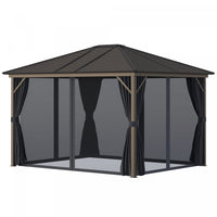 Outsunny 10' X 12' Deluxe Hardtop Gazebo With Metal Roof, Aluminum Frame Patio Gazebo Garden Sun She