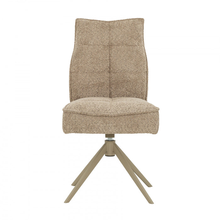 Elowen Taupe Upholstered Swivel Dining Chair (Set of 2)