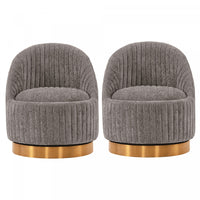 Leela Modern Chenille Swivel Lounge Chair in Gray - Set of 2 Accent Chair