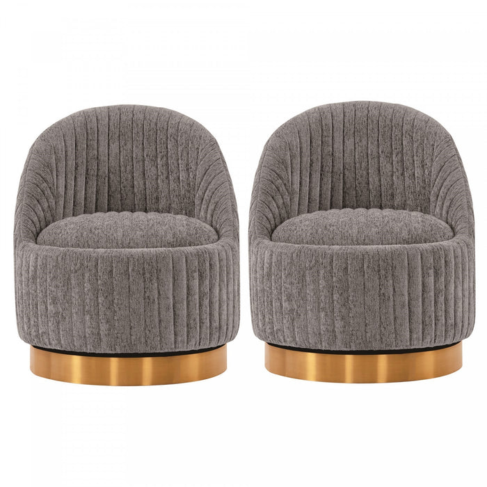 Leela Modern Chenille Swivel Lounge Chair in Gray - Set of 2 Accent Chair