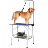 Pawhut 35in Dog Grooming Table With Adjustable Arm, Foldable Pet Grooming Table With Mesh Tray, Two Nooses, Rubber Surface, 35\" X 24\" X 61\", Blue