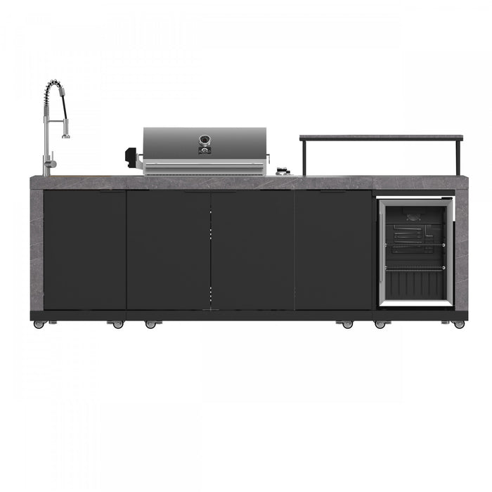 Forno Rimini Outdoor Kitchen, 62,600 BTU, 2.4 cu.ft. Refrigerator, Grey Countertops - FODKT2544BLK