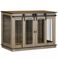 Pawhut Dog Crate Furniture With Divider Panel, Wooden Dog Kennel Tv Stand For Large Dogs, Pet House