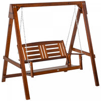 Outsunny 2-seater Wood Porch Swing Chair With Stand For Outdoor, Patio