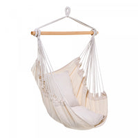 Outsunny Hammock Chair Swing Hanging Macrame Chair Cotton W/ Two Soft Seat Cushions, For Bedroom Ind