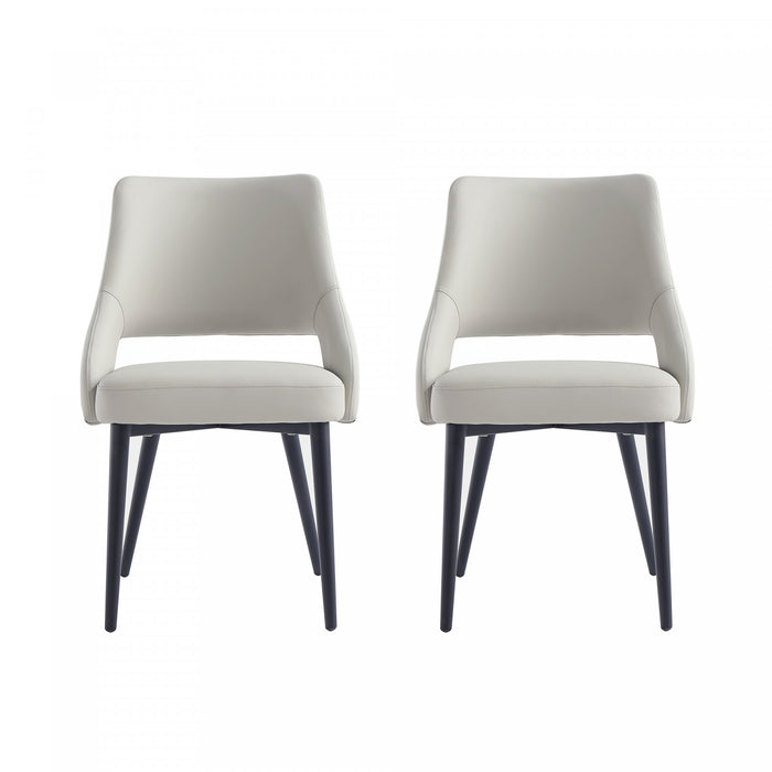 Tremont Modern Vegan Leather Metal Dining Chair in Stone Gray - Set of 2