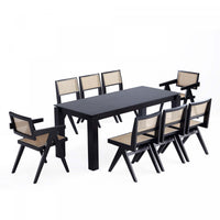 Hamlet and Rockaway Modern Industry Chic 9-Piece Dining Set in Black and Natural Dining Room Set 