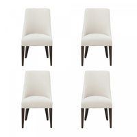 Beever Modern Chenille Wood Dining Chair in Cream - Set of 4