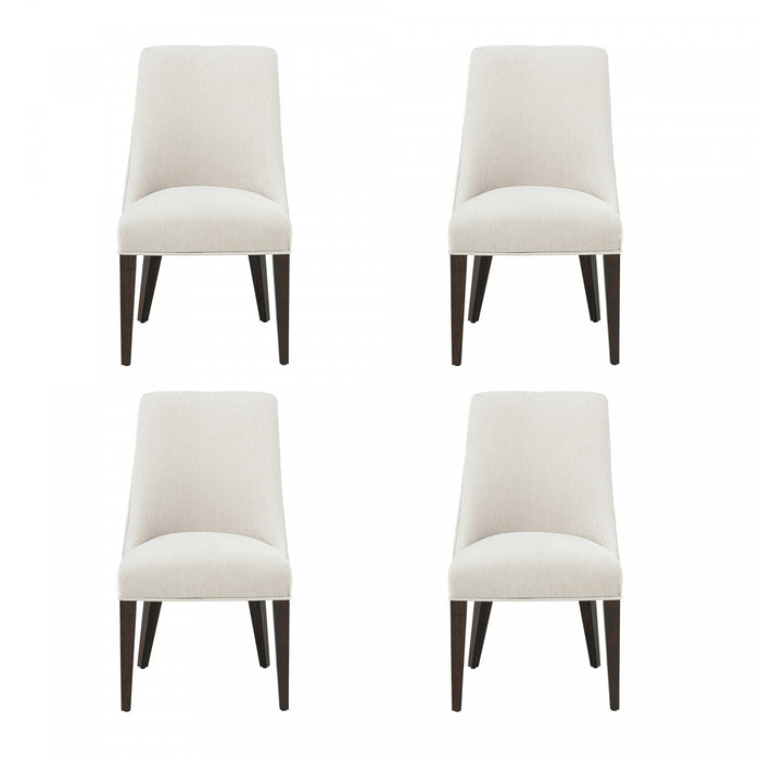 Beever Modern Chenille Wood Dining Chair in Cream - Set of 4