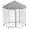 Pawhut Outdoor Dog Kennel Dog Run With Waterproof, Uv Resistant Cover For Medium And Large Sized Dogs, 6.9' X 6.1' X 7', Silver