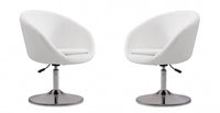 Hopper Modern Upholstered Swivel Lounge Chair in White - Set of 2 Accent Chair