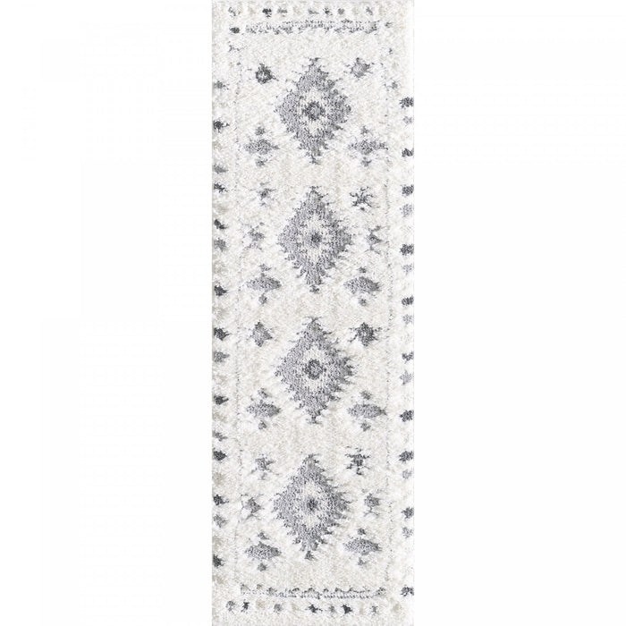 Lola Diamond Grey Shag Area Rug - 2'7\" x 8'