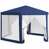 Outsunny Hexagon Party Tent, Patio Gazebo With Netting Mesh, Blue