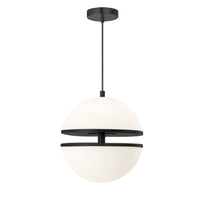 Dainolite Atomic Pendant 30w Matte Black White Glass Lamp