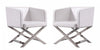 Hollywood Contemporary Vegan Leather Accent Armchair in White - Set of 2