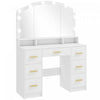 HOMCOM Vanity Desk with Lighted Mirror Makeup Vanity with 7 Drawers White