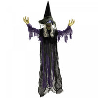 Outsunny 6ft Halloween Animated Hanging Witch, Scary Halloween Decorations
