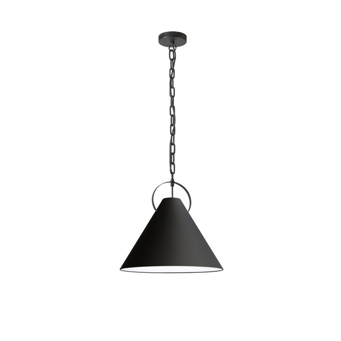 Dainolite Princeton 1 Light Pendant 16\" Dia Matte Black Finish Black Shade Lamp