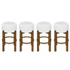 Vera Rubber Wood Bar Stool Set of 4 Indoor Seating with Round Ivory Cushion,Dark Walnut