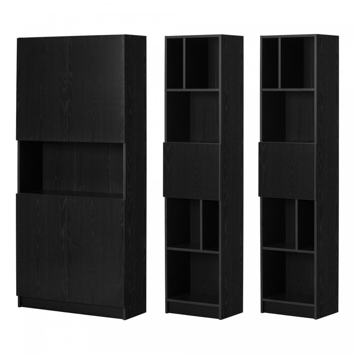 Liora Set Of Bookcase And 2 Narrow 5-shelf Bookcases - Black Oak 