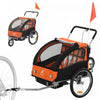 Aosom 2-Seat Bike Trailer for Kids, 2-in-1 Baby Stroller Bicycle Trailer 88 lbs Load with 5-Point Harness, Rubber Wheels, Storage, Safety Flag, Reflectors, Foldable Frame, Orange