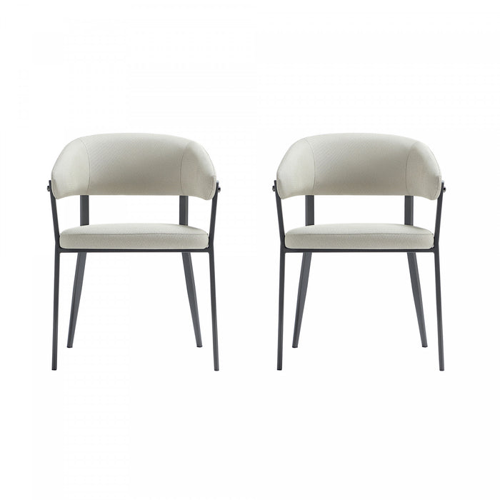 Belle Modern Metal Upholstered Dining Chair in Oatmeal - Set of 2