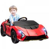 Qaba 12v Electric Car For Kids, Battery Powered Ride-On Lamborghini Autentica Licensed Kids Car With