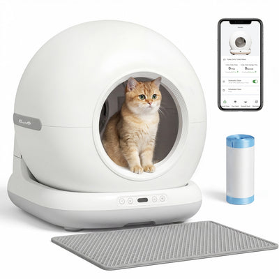PawHut Self Cleaning Litter Box, Automatic Cat Litter Box for Multi Cats, Extra Large 72L, App Control, Safety Sensor, Odor Isolation, Deodorant Gel, 1 Trash Bag and Litter Mat