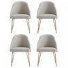 Gracie Modern Vegan Leather Metal Dining Chair in Stone Gray and Gold - Set of 4