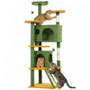 PawHut 63\" Cat Tree, Cat Tower for Indoor Cats with Scratching Posts, Cat Condos, Bed, Platforms, Ramp, Toy Ball, Cat Activity Center, Green