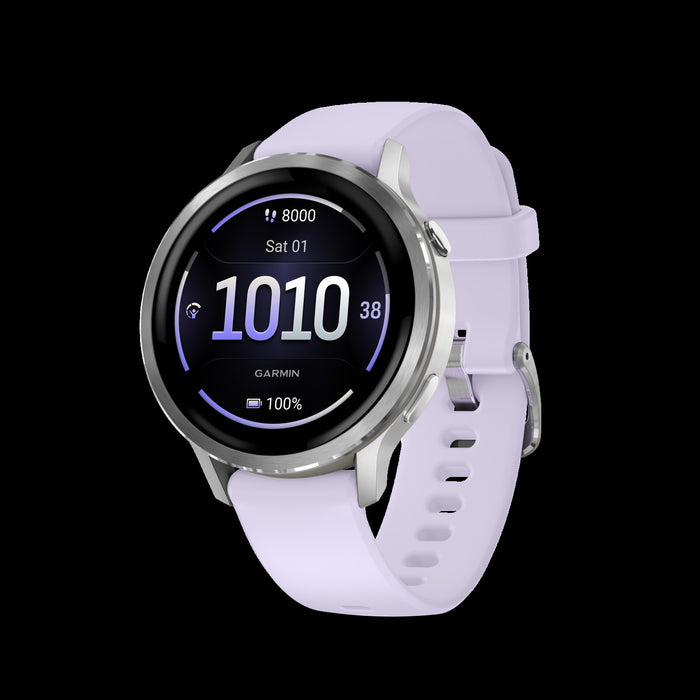 Garmin Venu 4 41mm Silver Periwinkle Wellness Smartwatch - Activity Tracker, HRV Status, Pulse Ox, Women's Health, Multi-Band GPS, Daily Workouts