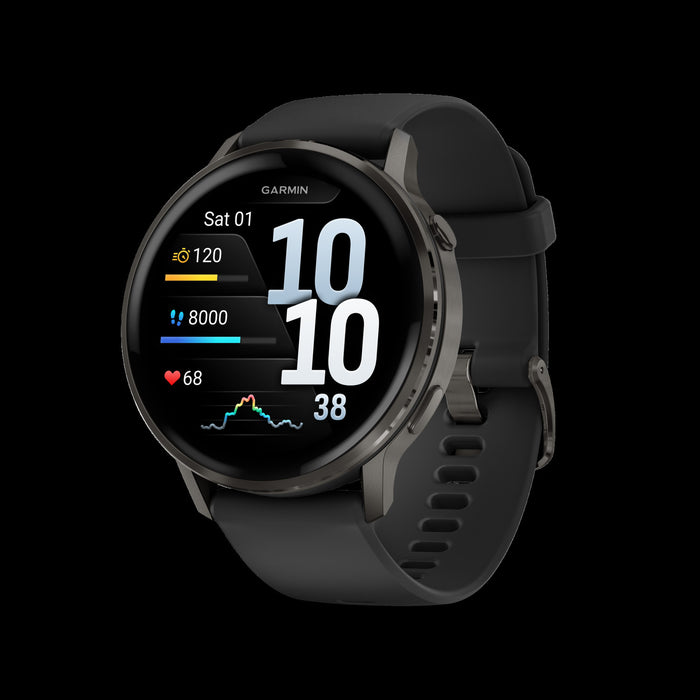 Garmin Venu 4 45mm Slate Multisport Smartwatch - Performance Monitor, Fitness Age Estimate, Turn-by-Turn Navigation, SatIQ Tech, Voice Control