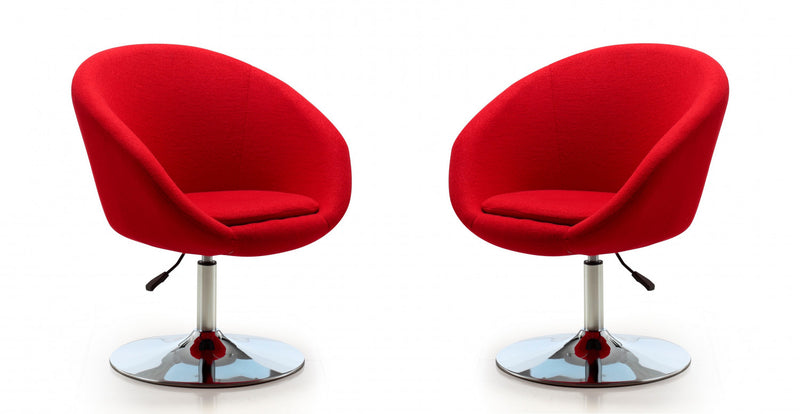 Hopper Modern Upholstered Swivel Lounge Chair in Red - Set of 2 Accent Chair