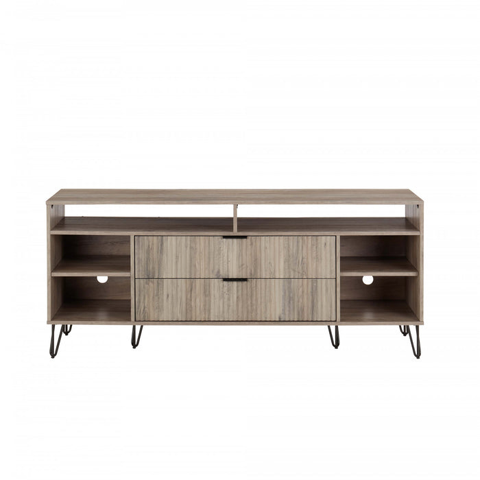 Dumbo Modern 63\" Fluted TV Stand in Rustic Gray
