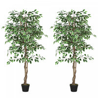 Outsunny 5.3 FT Potted Artificial Tree Ficus for Indoor Home Decor