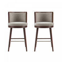 Evalyn Modern Wood Upholstered Barstool in Dove - Set of 2 